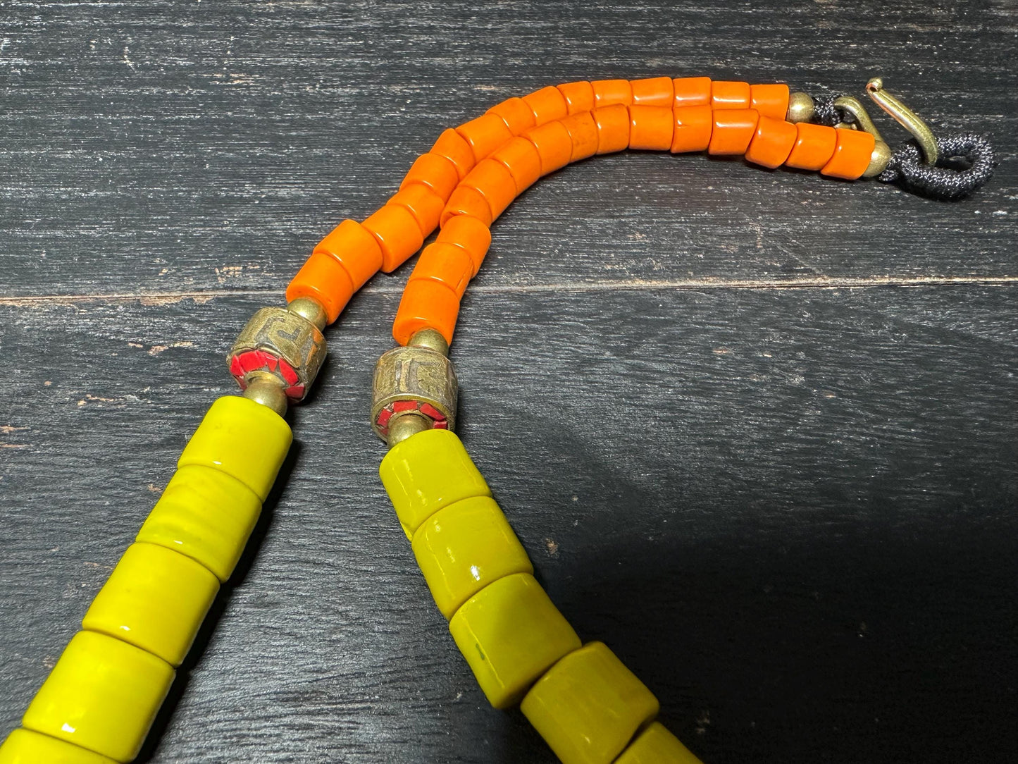 Tibetan Brass Sea Shell Necklace: Turquoise Inlay Boho Amulet