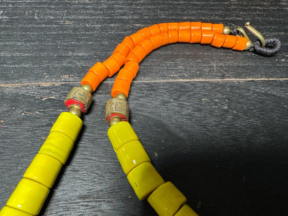 Tibetan Brass Sea Shell Necklace: Turquoise Inlay Boho Amulet