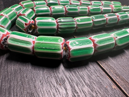 Handmade Nepal Green Chevron Beads Necklace: African Trade Bead Style