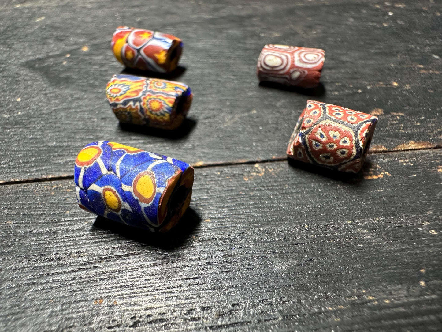 5 Pics Rare Venetian Millefiori Beads  Antique African Trade Beads for Jewelry & Crafts