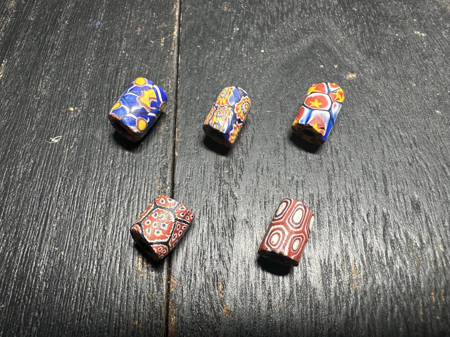 5 Pics Rare Venetian Millefiori Beads  Antique African Trade Beads for Jewelry & Crafts