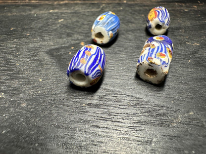 4 Pics Rare African Trade Beads  Antique Venetian Millefiori Beads for Unique Jewelry