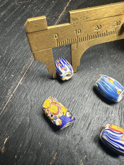 4 Pics Rare African Trade Beads  Antique Venetian Millefiori Beads for Unique Jewelry