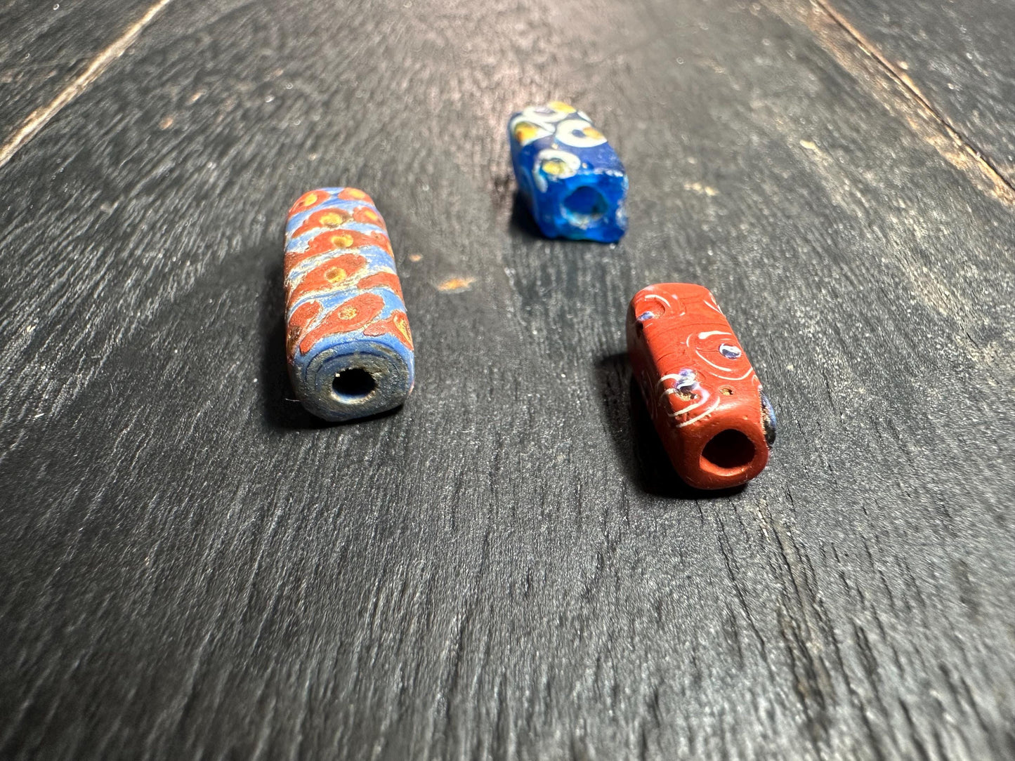 3 Pics Antique Millefiori Glass Beads  Venetian African Trade Beads for Crafts & Jewelry