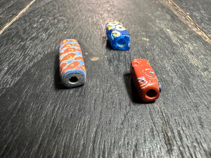 3 Pics Antique Millefiori Glass Beads  Venetian African Trade Beads for Crafts & Jewelry