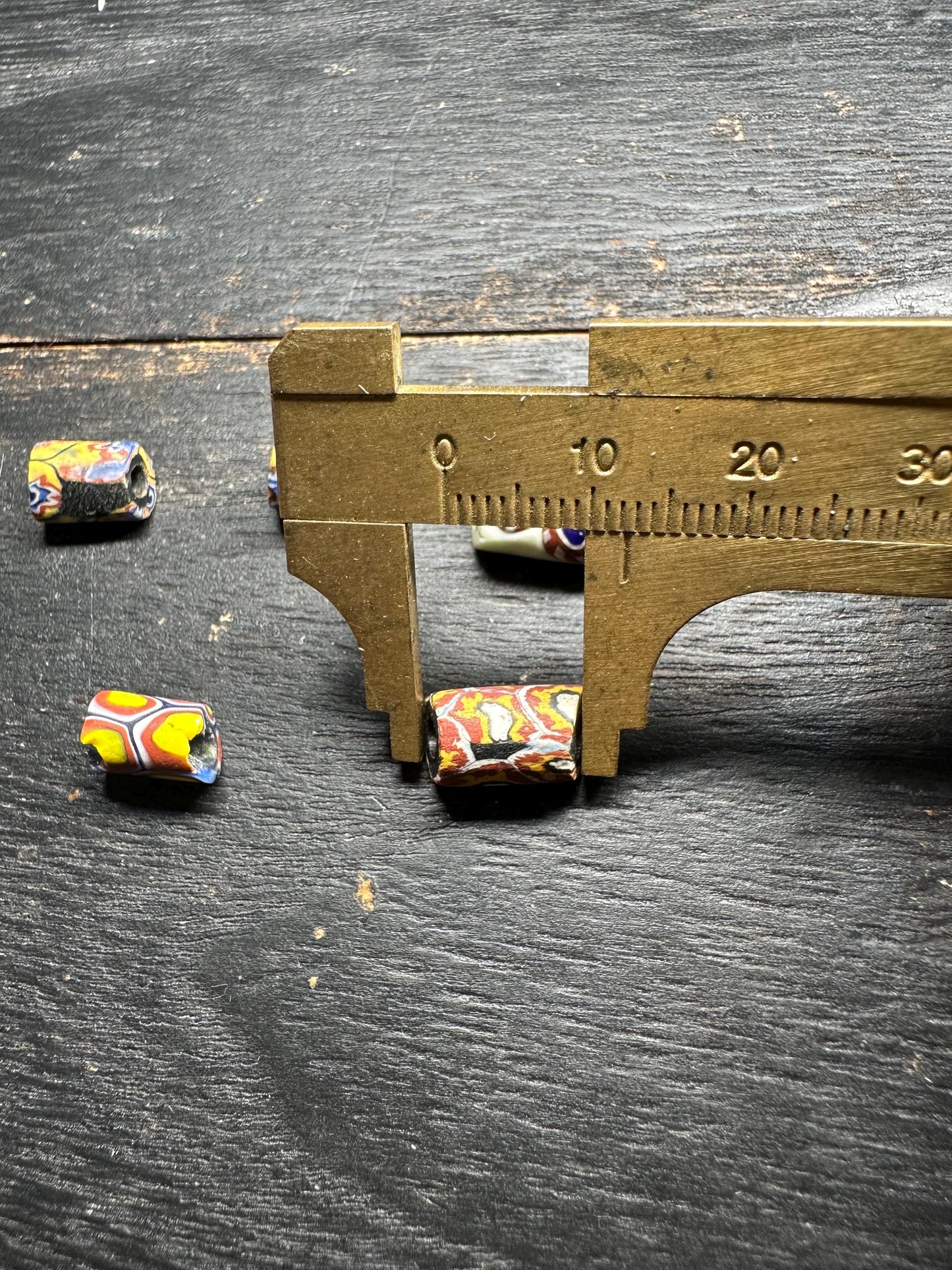 Antique Millefiori Trade Beads: Venetian Glass Cylinder Beads, Set of 5