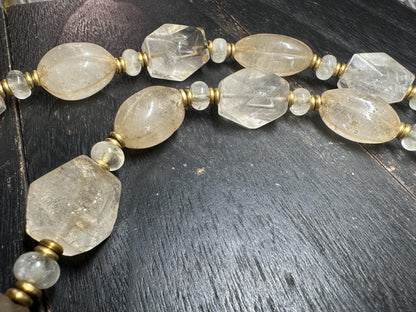 Old Himalaya Rock Crystal Quartz Necklace: Tibetan Healing Beads from Nepal