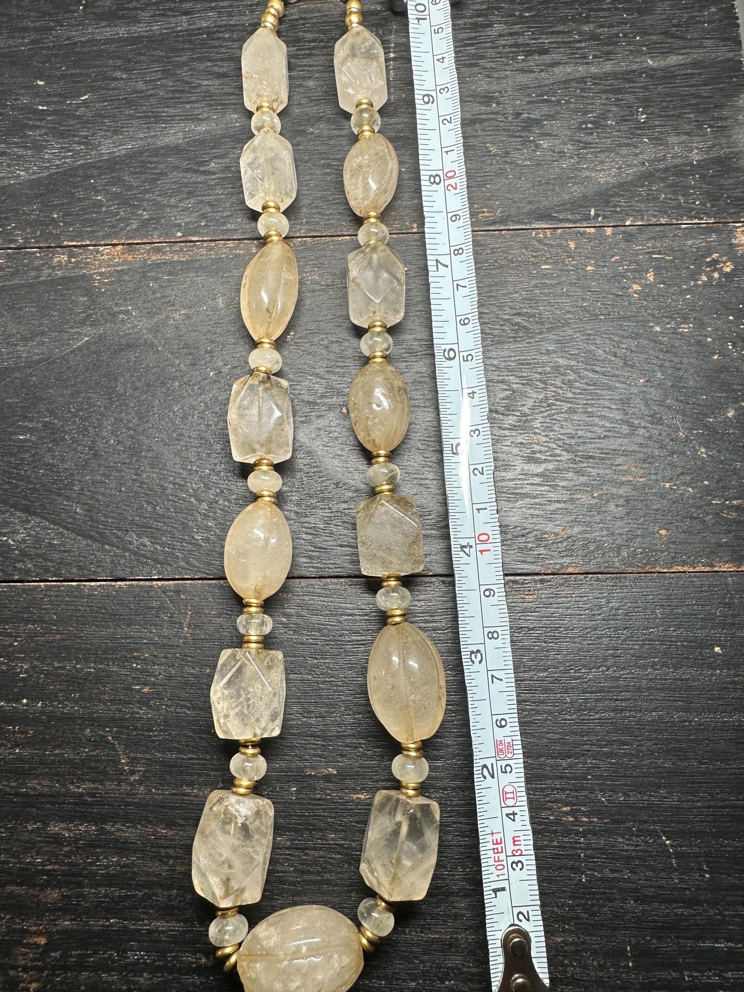 Old Himalaya Rock Crystal Quartz Necklace: Tibetan Healing Beads from Nepal