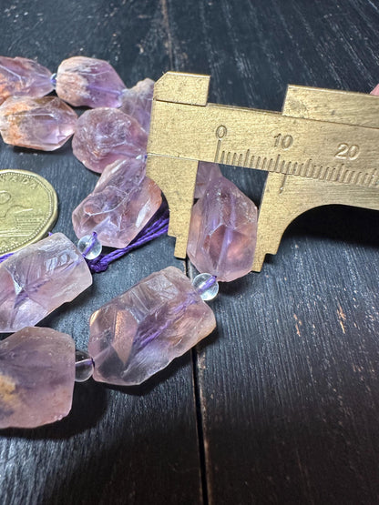 Amethyst Phantom Quartz Beads: Raw Crystal Nuggets for Jewelry Making