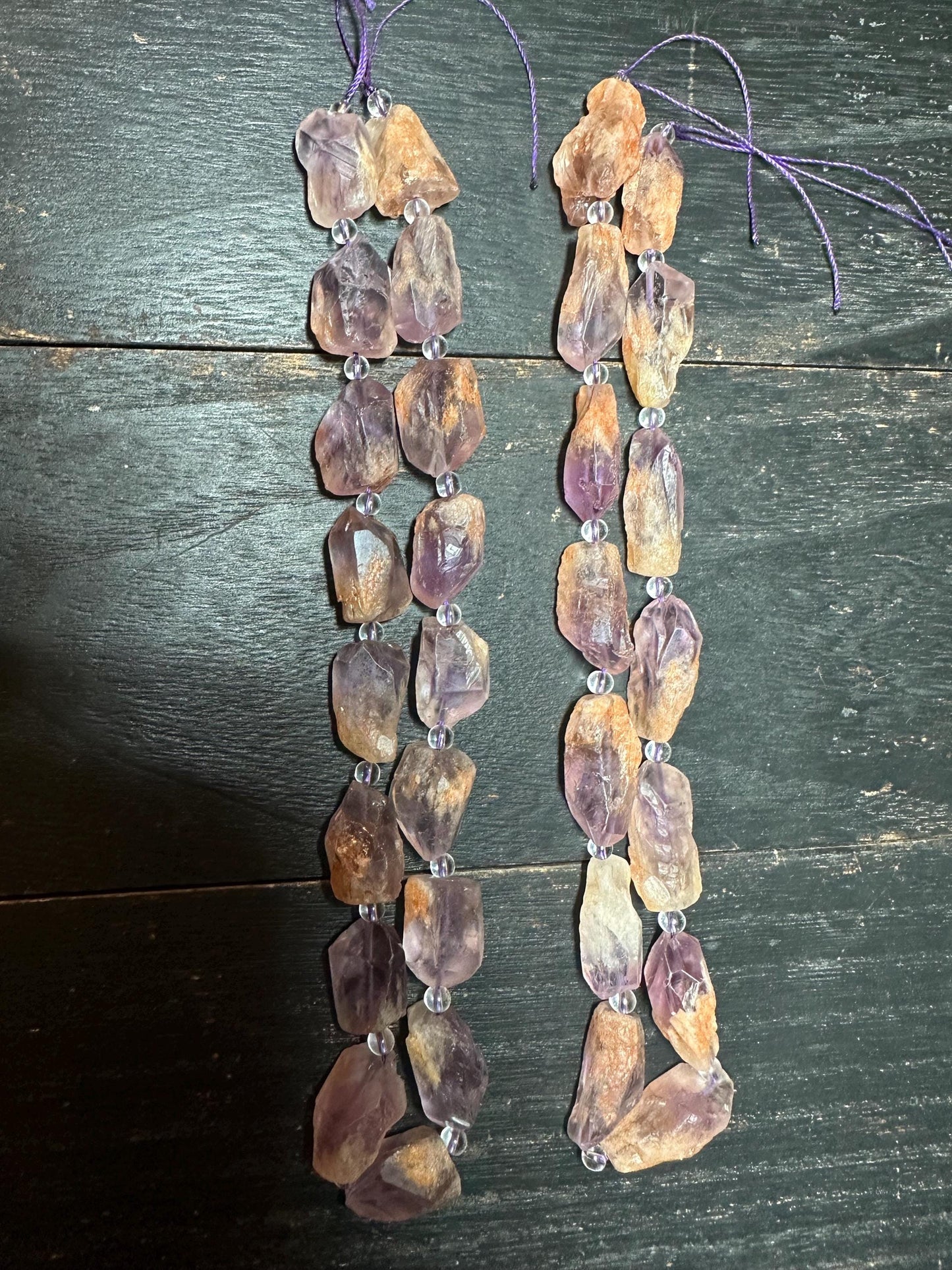 Amethyst Phantom Quartz Beads: Raw Crystal Nuggets for Jewelry Making
