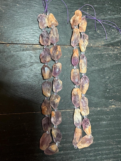 Amethyst Phantom Quartz Beads: Raw Crystal Nuggets for Jewelry Making