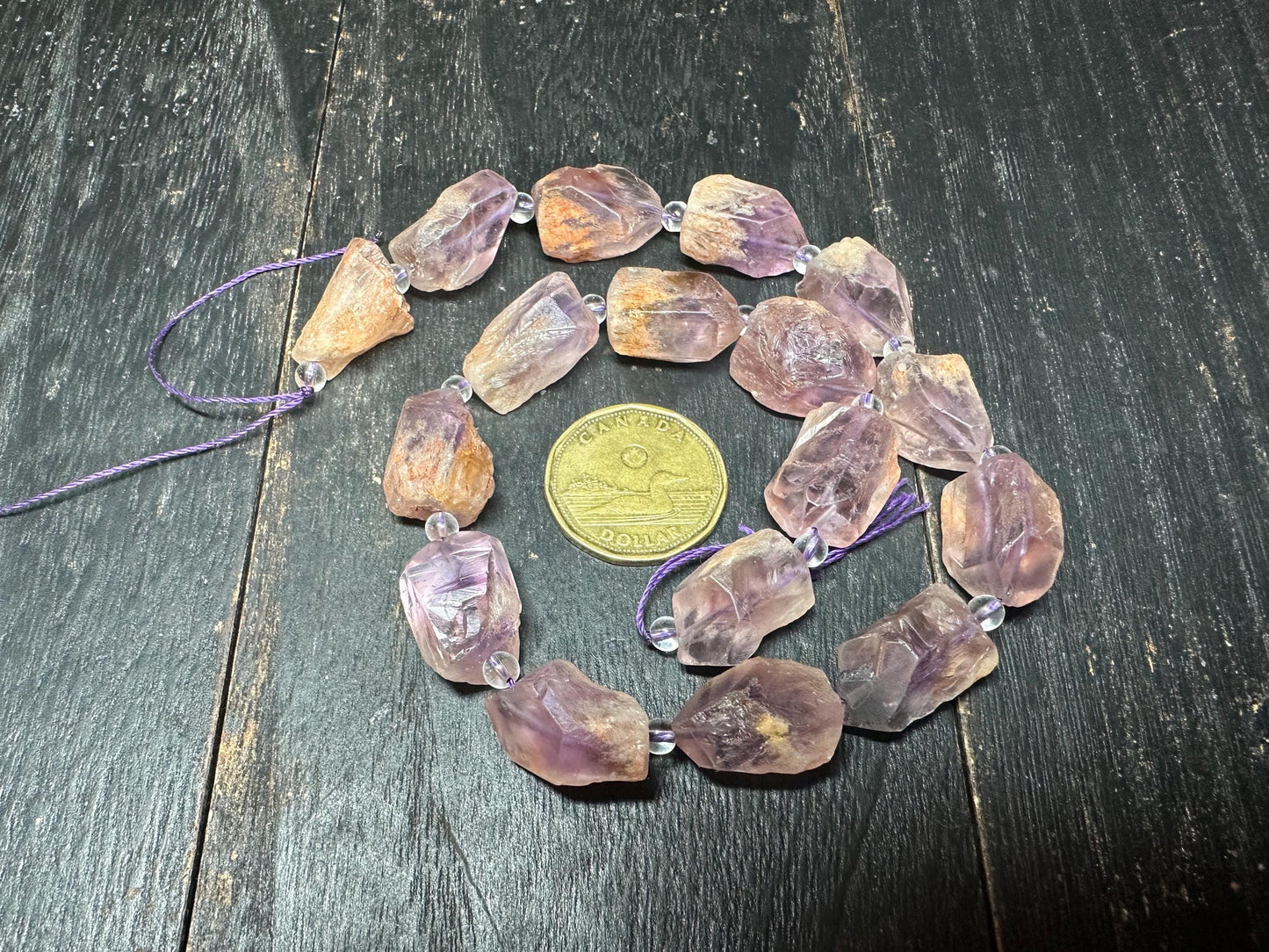 Amethyst Phantom Quartz Beads: Raw Crystal Nuggets for Jewelry Making