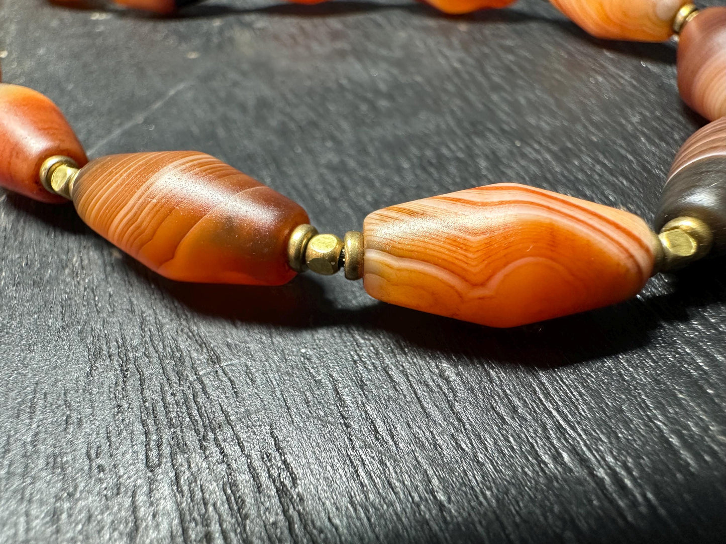 Himalayan Banded Agate Necklace: Vintage Ethnic Style Tibetan Mala Beads