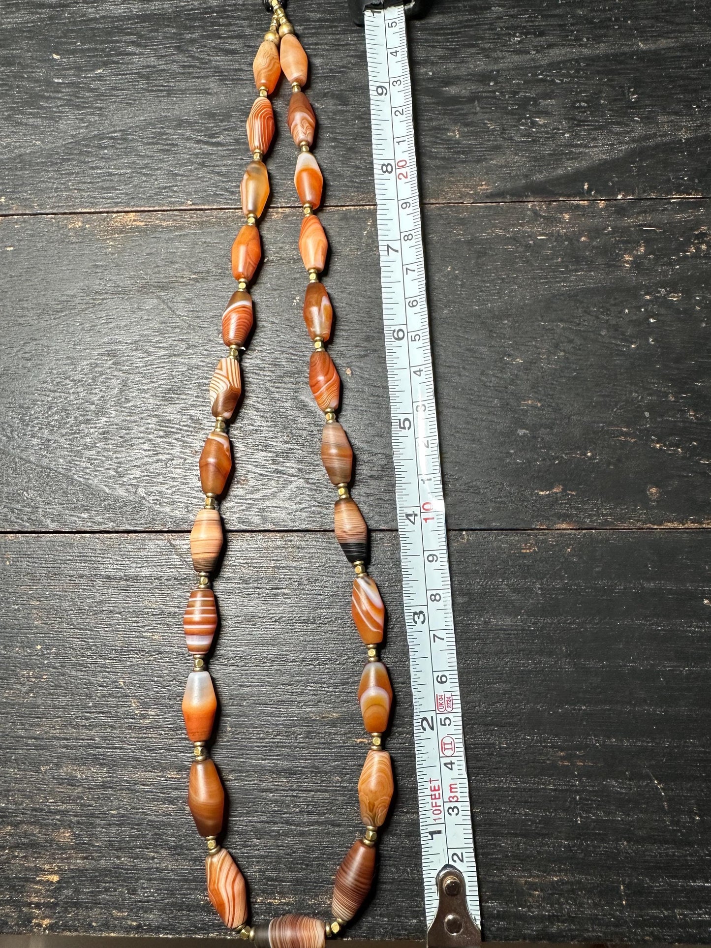 Himalayan Banded Agate Necklace: Vintage Ethnic Style Tibetan Mala Beads