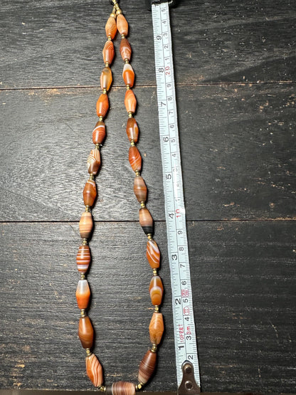 Himalayan Banded Agate Necklace: Vintage Ethnic Style Tibetan Mala Beads