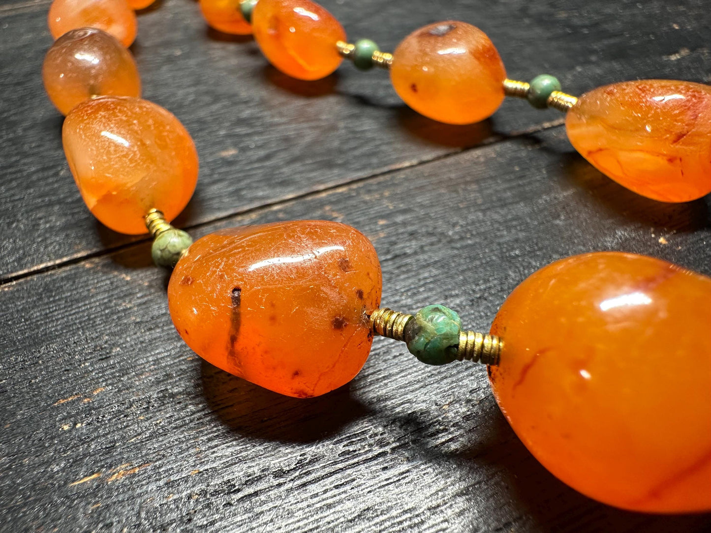 Handmade Carnelian Necklace: Nepal Brass Accents, Tribal Jewelry