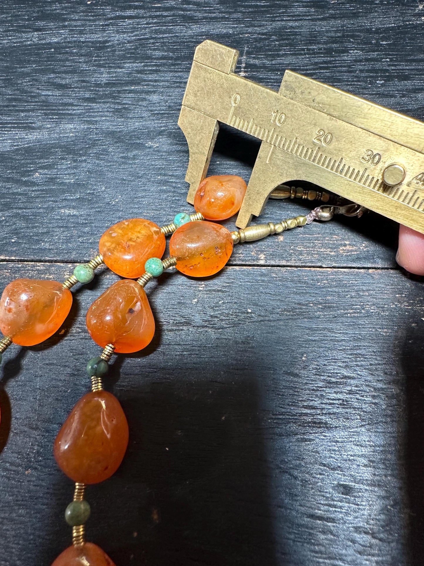 Handmade Carnelian Necklace: Nepal Brass Accents, Tribal Jewelry