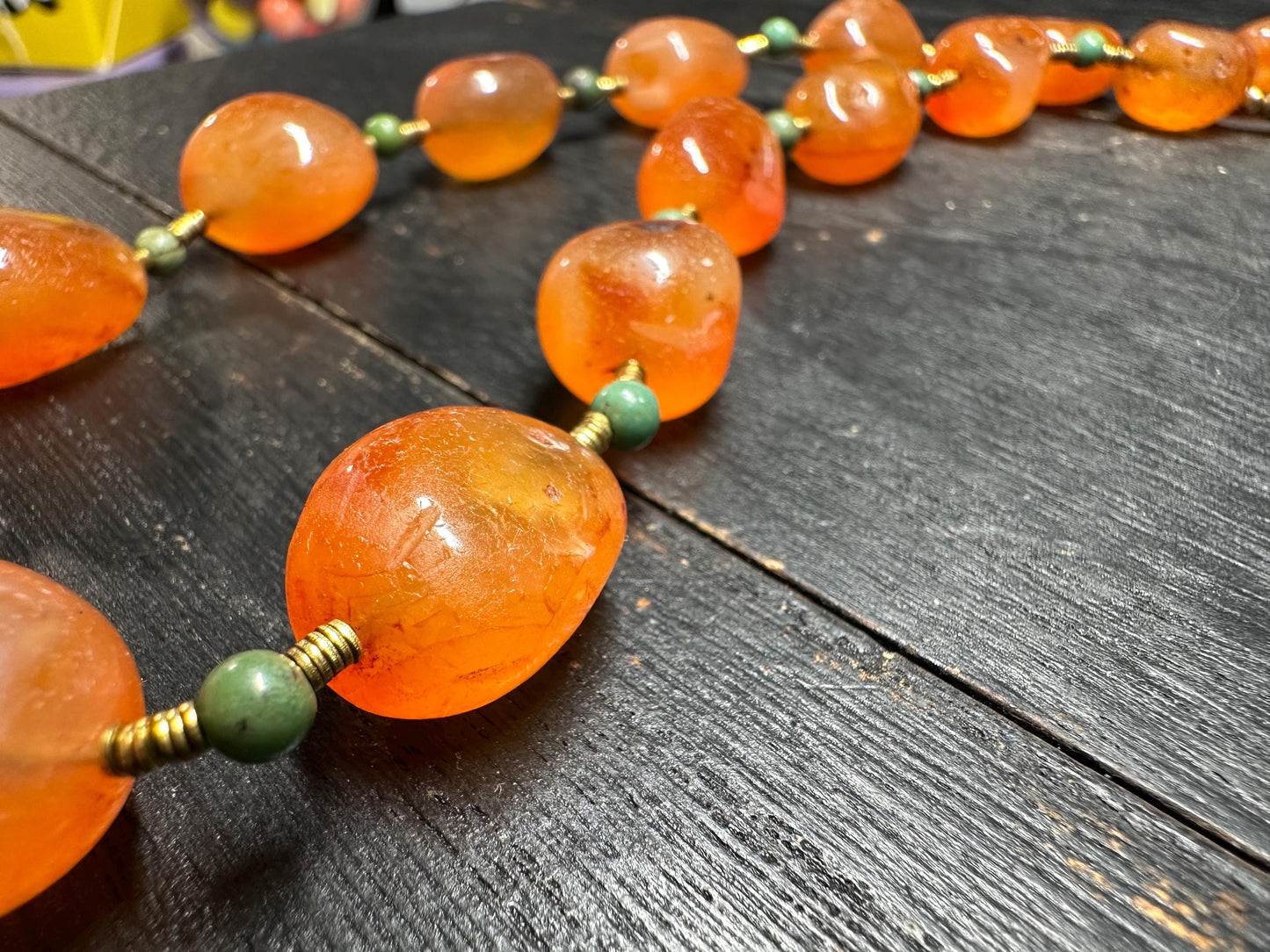 Handmade Carnelian Necklace: Nepal Brass Accents, Tribal Jewelry