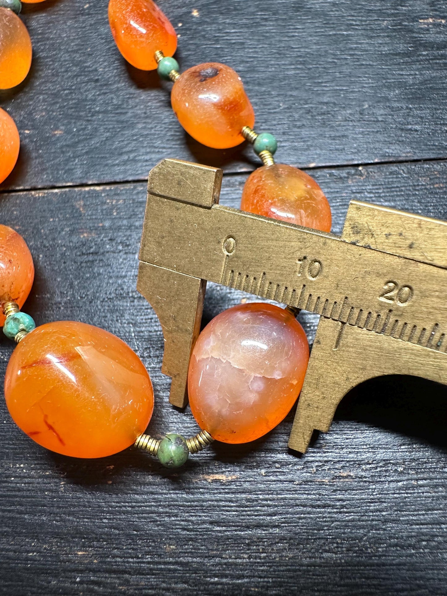 Handmade Carnelian Necklace: Nepal Brass Accents, Tribal Jewelry