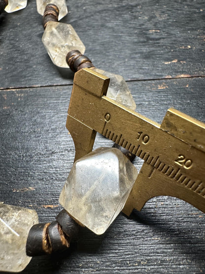 Vintage Rock Crystal & Coconut Shell Necklace: Himalayan Tribal Jewelry