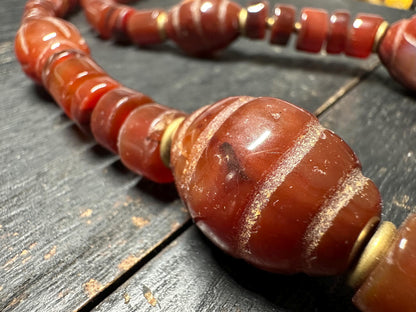 Handmade Nepal Carnelian Agate Necklace: Tibetan Tribal Style Gemstone Jewelry