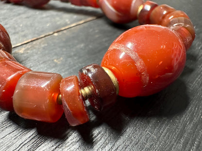 Handmade Nepal Carnelian Agate Necklace: Tibetan Tribal Style Gemstone Jewelry