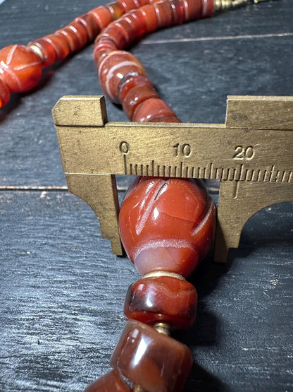 Handmade Nepal Carnelian Agate Necklace: Tibetan Tribal Style Gemstone Jewelry
