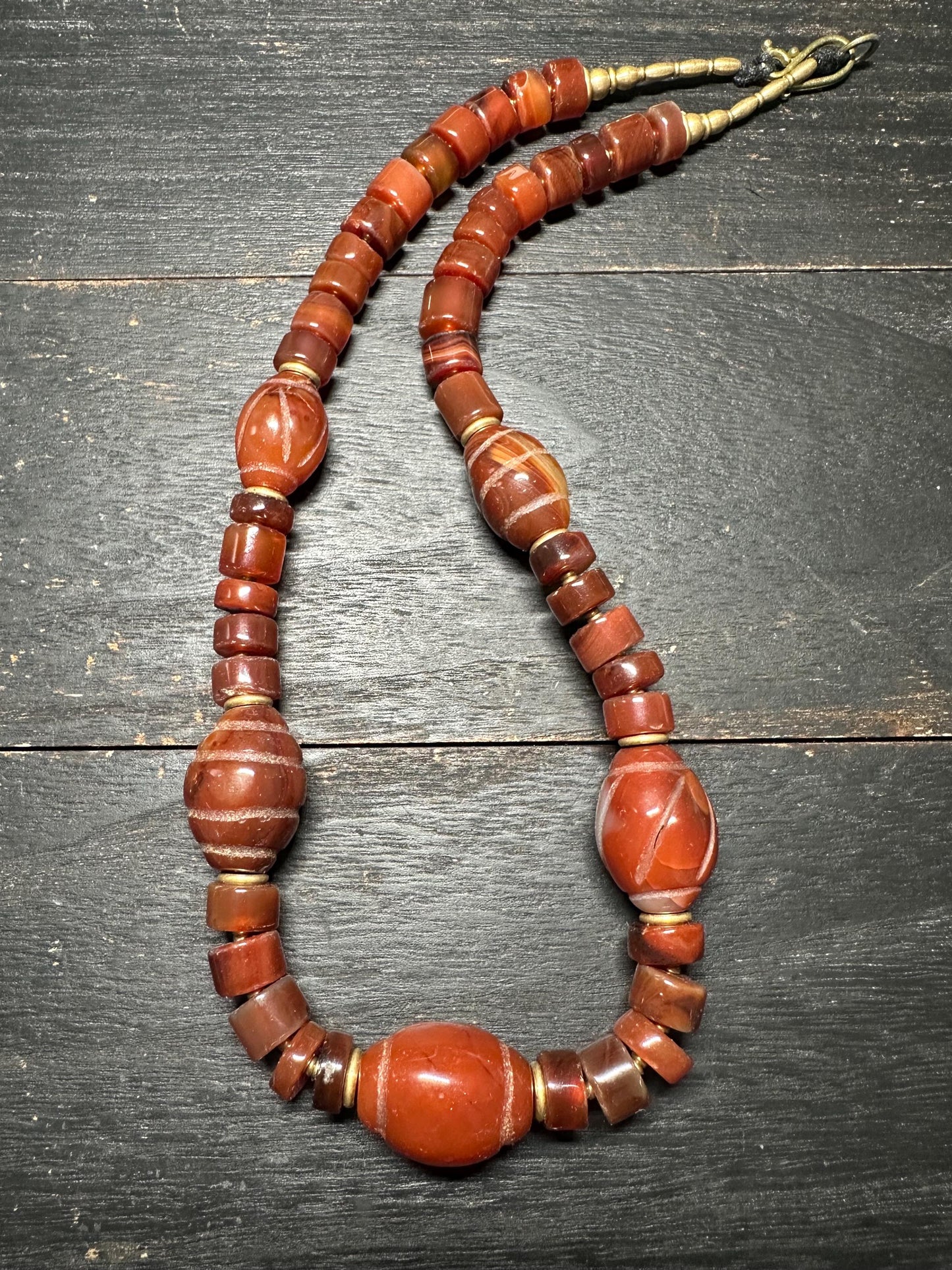 Handmade Nepal Carnelian Agate Necklace: Tibetan Tribal Style Gemstone Jewelry