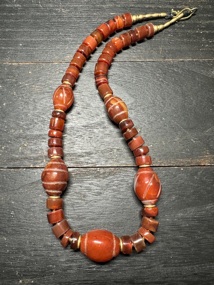 Handmade Nepal Carnelian Agate Necklace: Tibetan Tribal Style Gemstone Jewelry