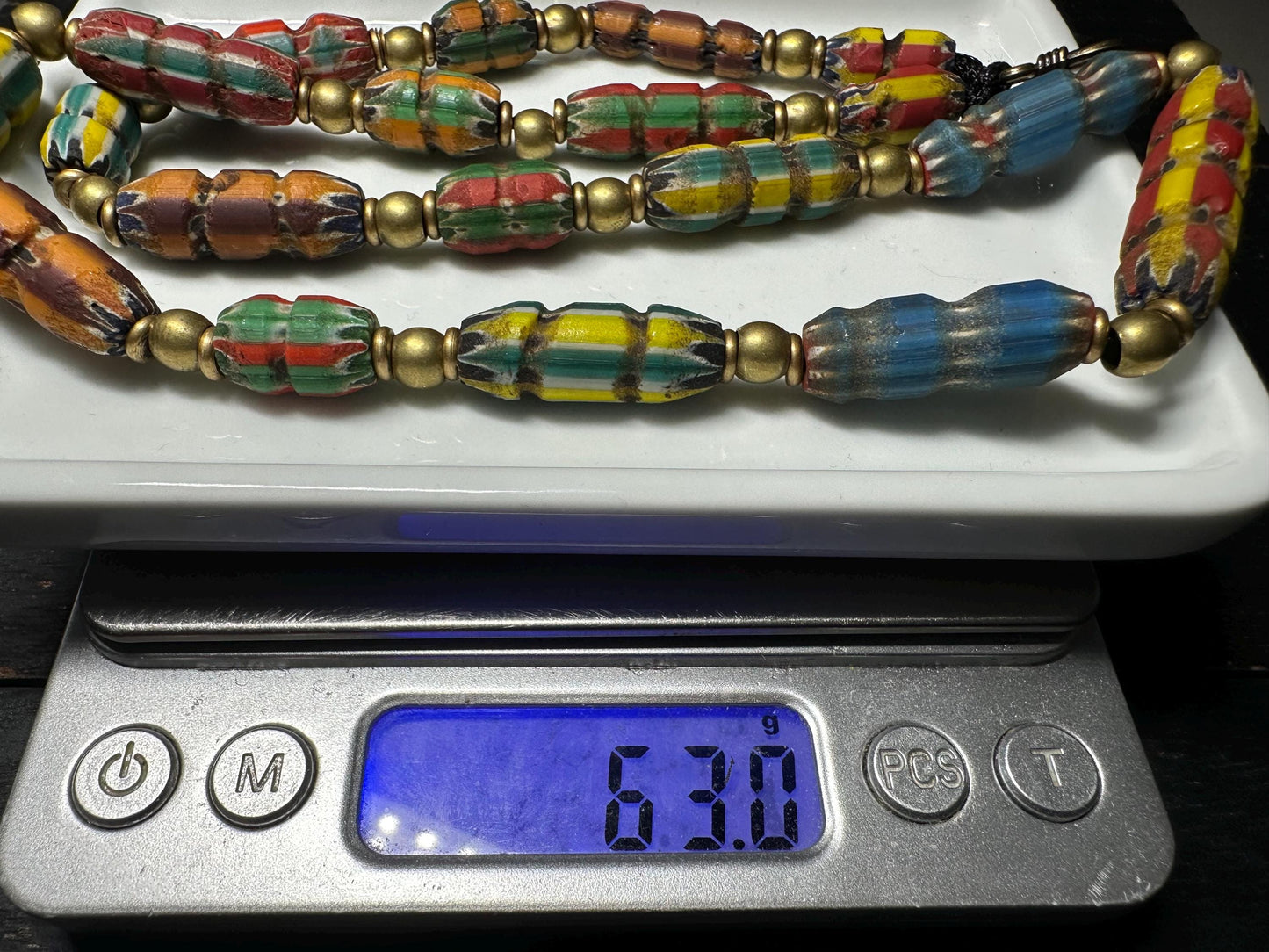 Ancient Mosaic Glass Bead Necklace: Rare Colorful Big Beads