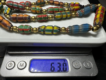 Ancient Mosaic Glass Bead Necklace: Rare Colorful Big Beads