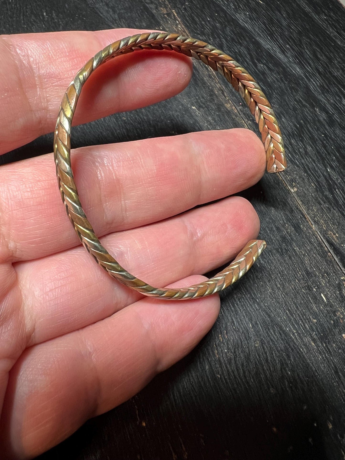 Handmade Tibetan Healing Cuff Bracelet: Copper Brass Iron Bangle, Spiritual Jewelry