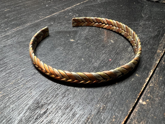 Handmade Tibetan Healing Cuff Bracelet: Copper Brass Iron Bangle, Spiritual Jewelry