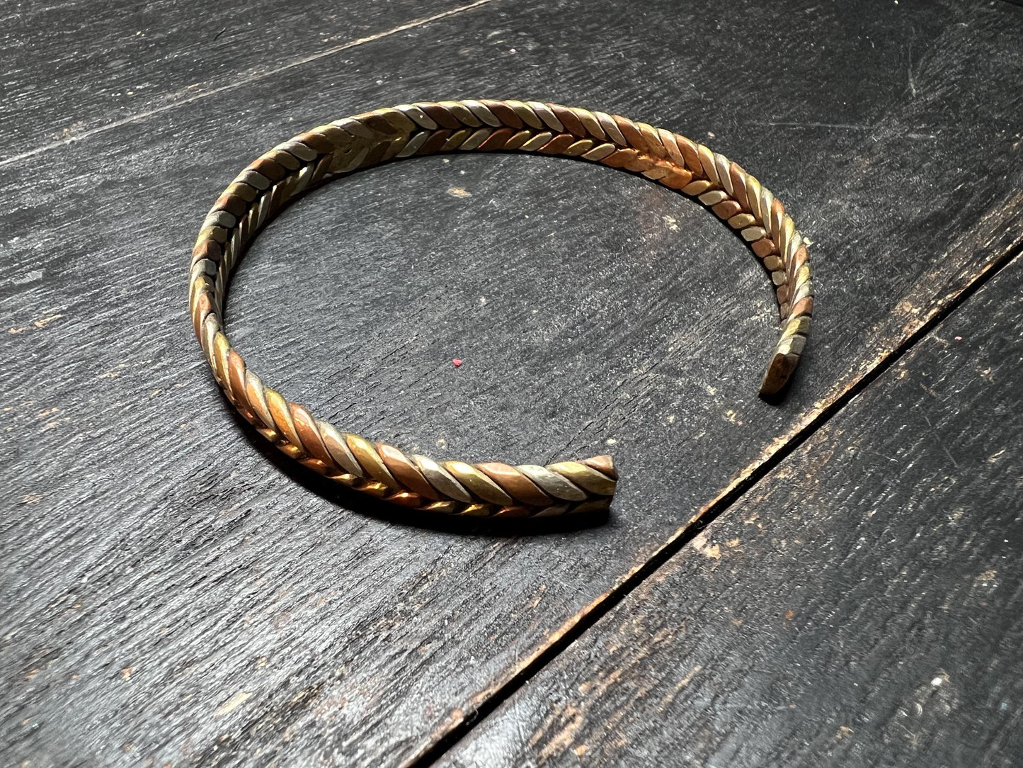 Handmade Tibetan Healing Cuff Bracelet: Copper Brass Iron Bangle, Spiritual Jewelry