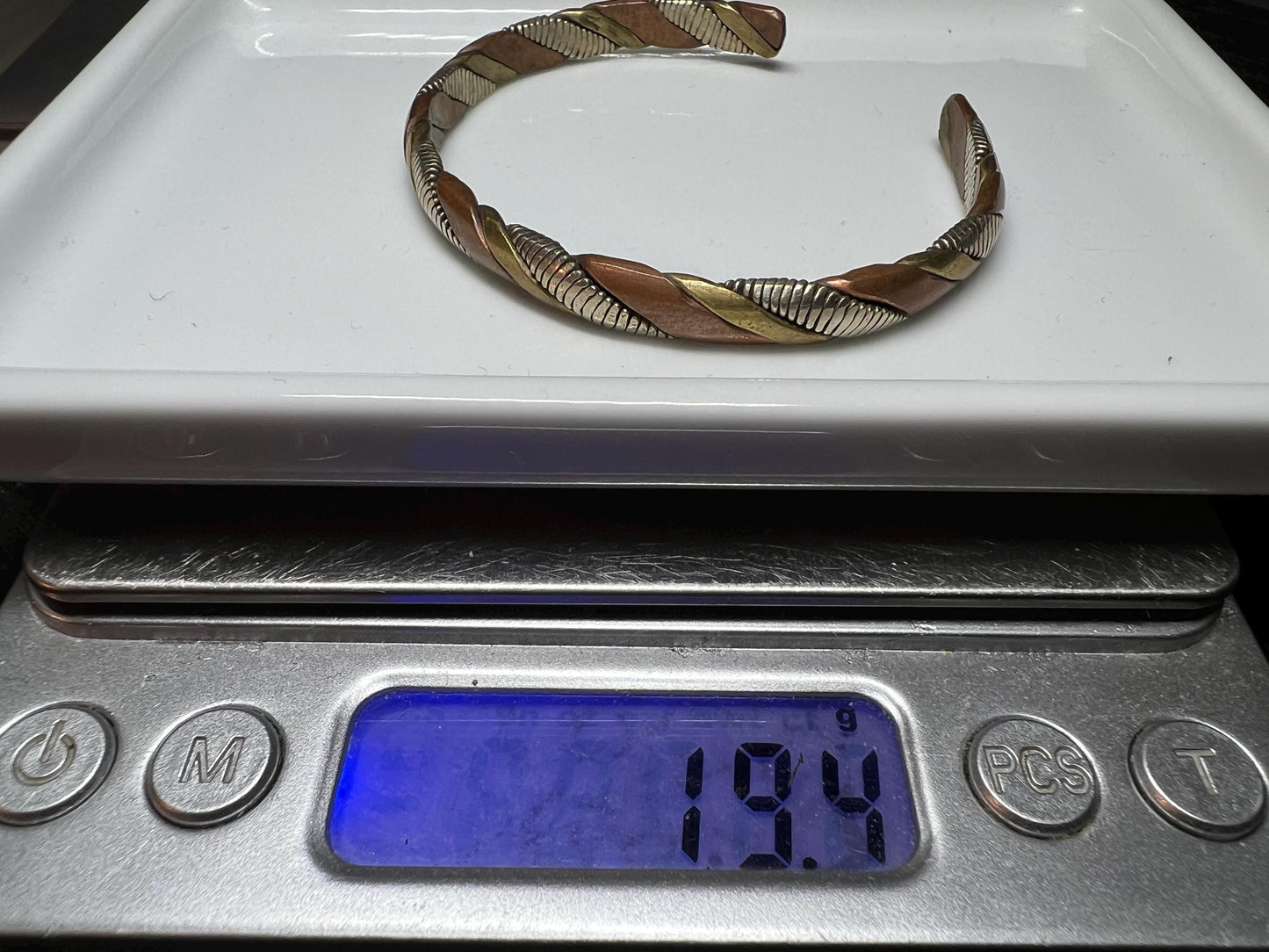 Handmade Tibetan Copper Brass Iron Cuff: Rustic Boho Healing Bangle