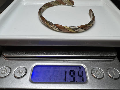 Handmade Tibetan Copper Brass Iron Cuff: Rustic Boho Healing Bangle