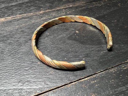 Handmade Tibetan Copper Brass Iron Cuff: Rustic Boho Healing Bangle