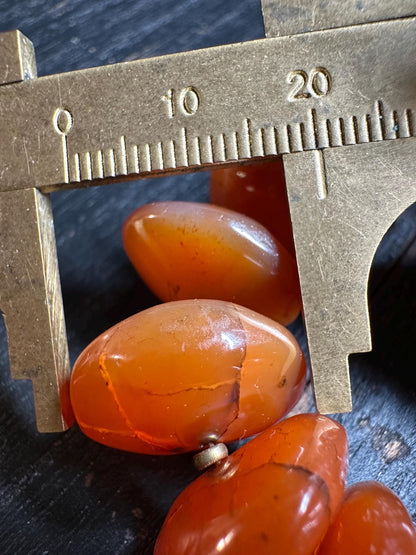 Vintage Tibetan Carnelian Agate Necklace: Himalayan Melon Beads, Ethnic Jewelry