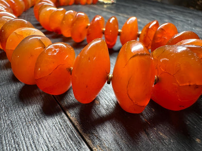 Vintage Tibetan Carnelian Agate Necklace: Himalayan Melon Beads, Ethnic Jewelry