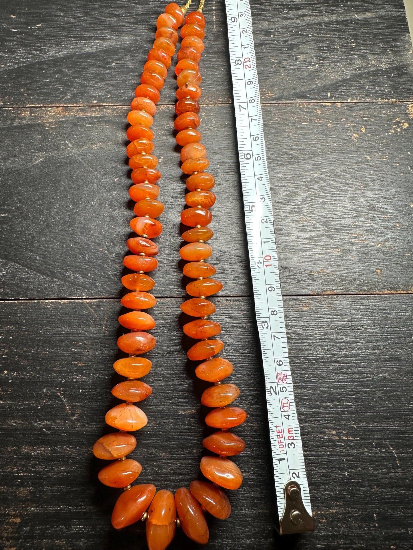 Vintage Tibetan Carnelian Agate Necklace: Himalayan Melon Beads, Ethnic Jewelry