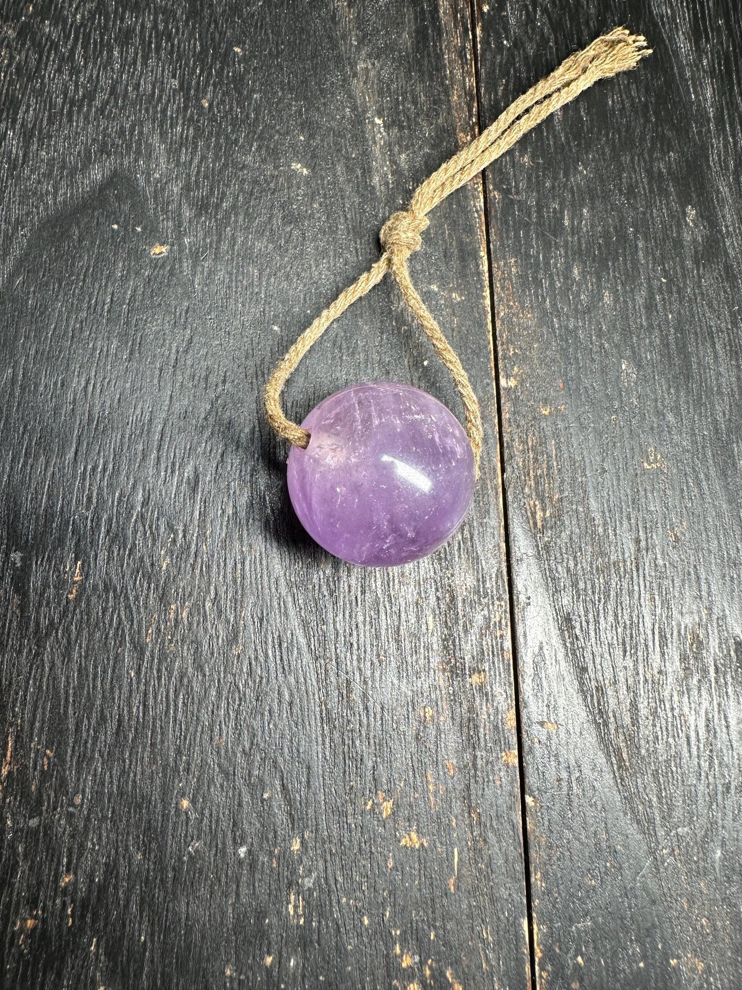 Tibetan Himalayan Purple Crystal Quartz Sphere Pendant  Natural Healing Gemstone Amulet