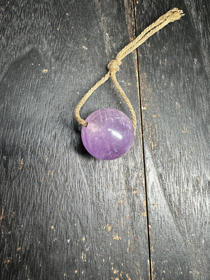 Tibetan Himalayan Purple Crystal Quartz Sphere Pendant  Natural Healing Gemstone Amulet