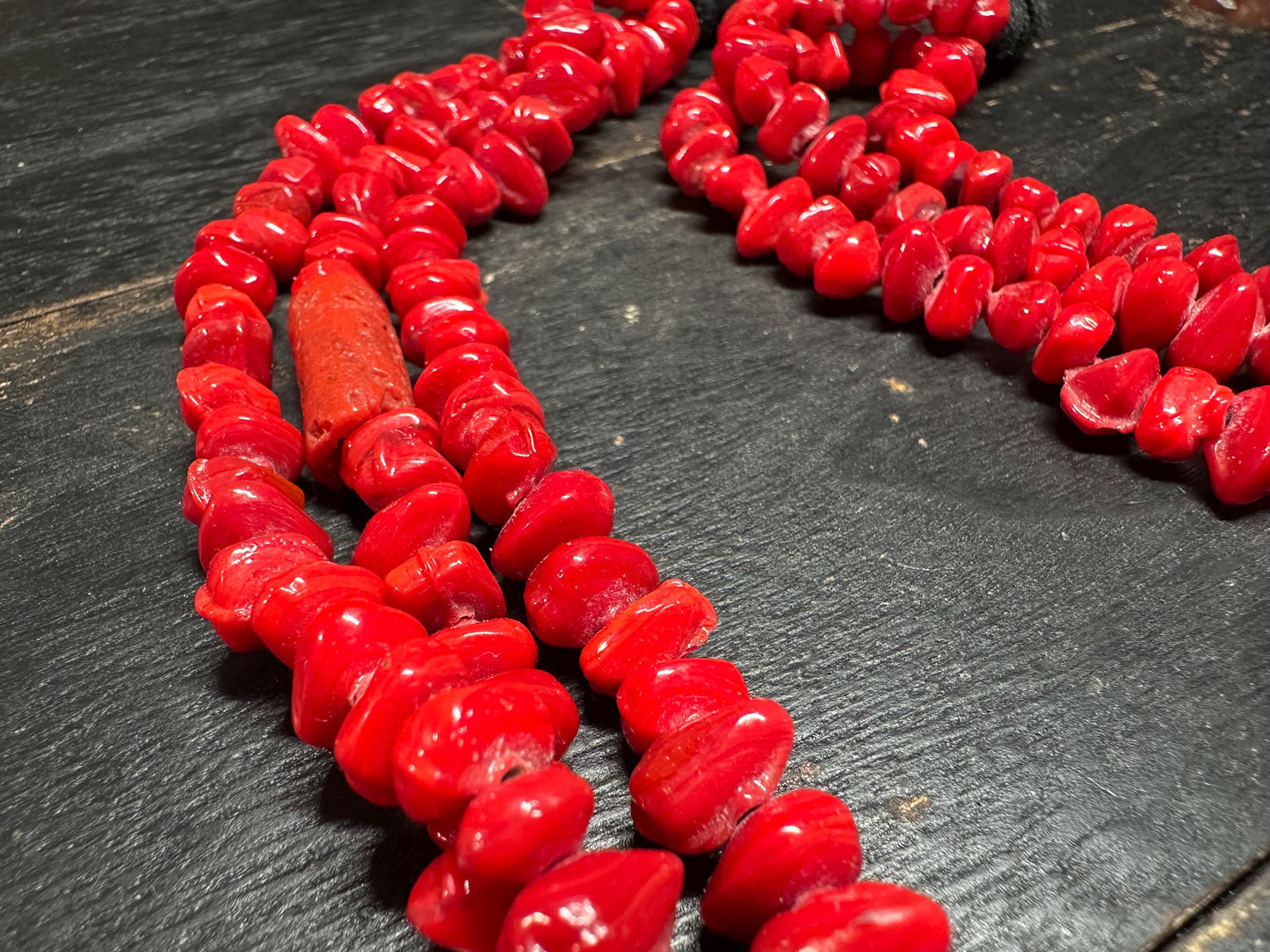 Bold Tribal Red Glass & Faux Coral Beaded Necklace  Multi-Strand African-Inspired Ethnic Statement Jewelry