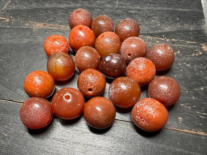 Himalayan Agate Onyx Beads: Rustic Red-Brown Gemstone Pair