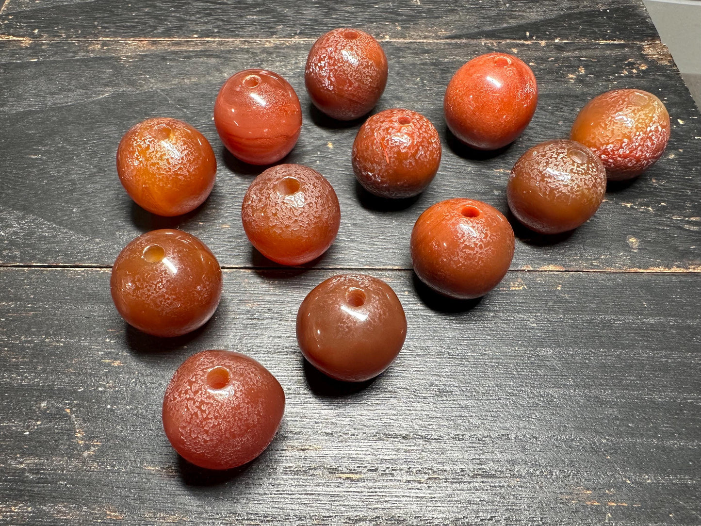 Himalayan Agate Onyx Beads: Rustic Red-Brown Gemstone Pair