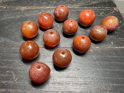 Himalayan Agate Onyx Beads: Rustic Red-Brown Gemstone Pair