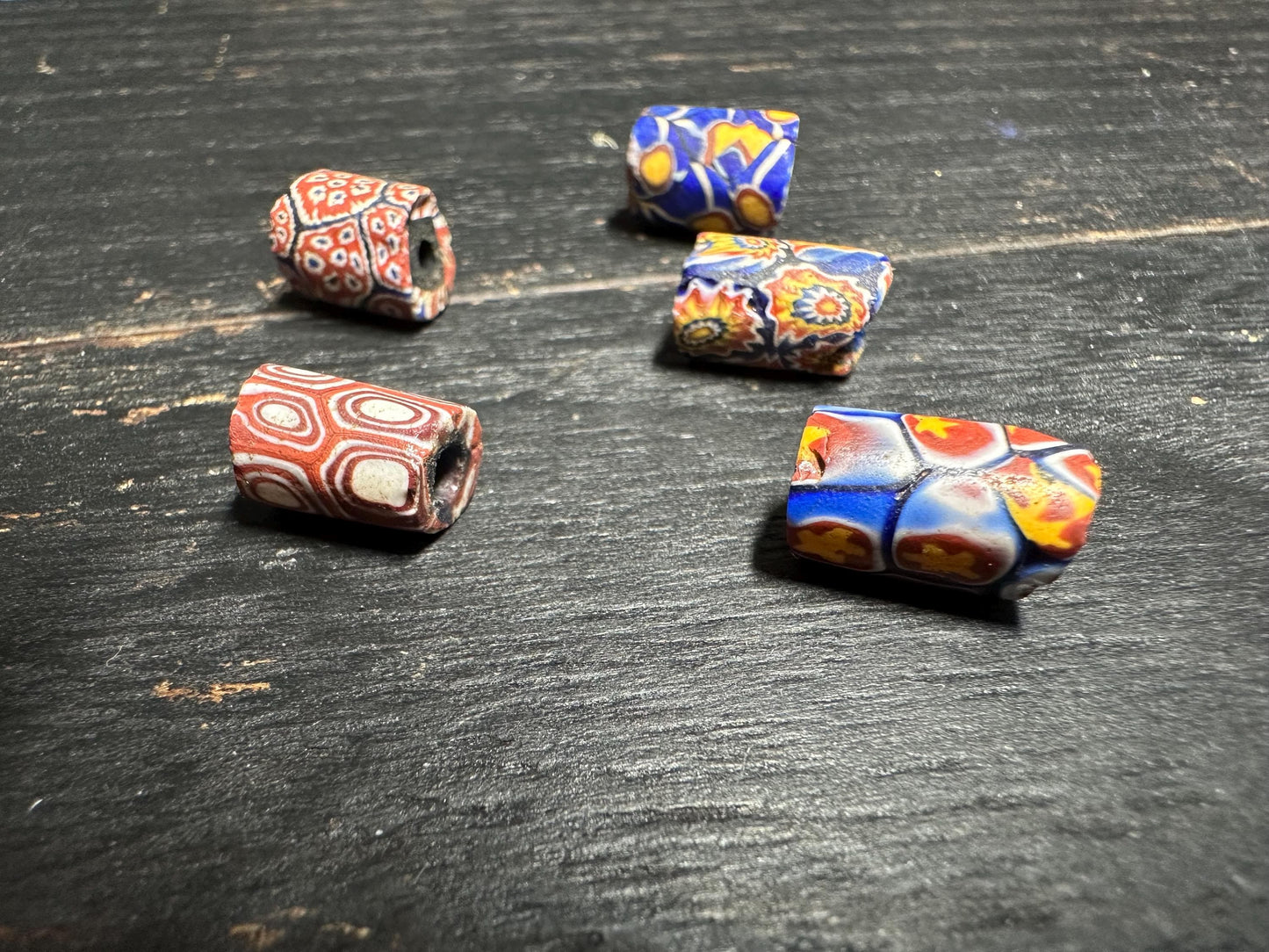 5 Pics Rare Venetian Millefiori Beads  Antique African Trade Beads for Jewelry & Crafts