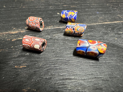 5 Pics Rare Venetian Millefiori Beads  Antique African Trade Beads for Jewelry & Crafts