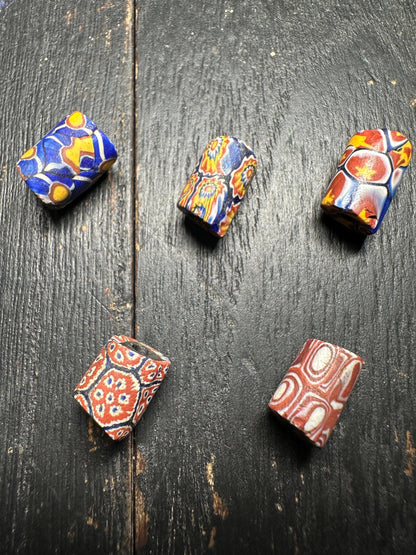 5 Pics Rare Venetian Millefiori Beads  Antique African Trade Beads for Jewelry & Crafts