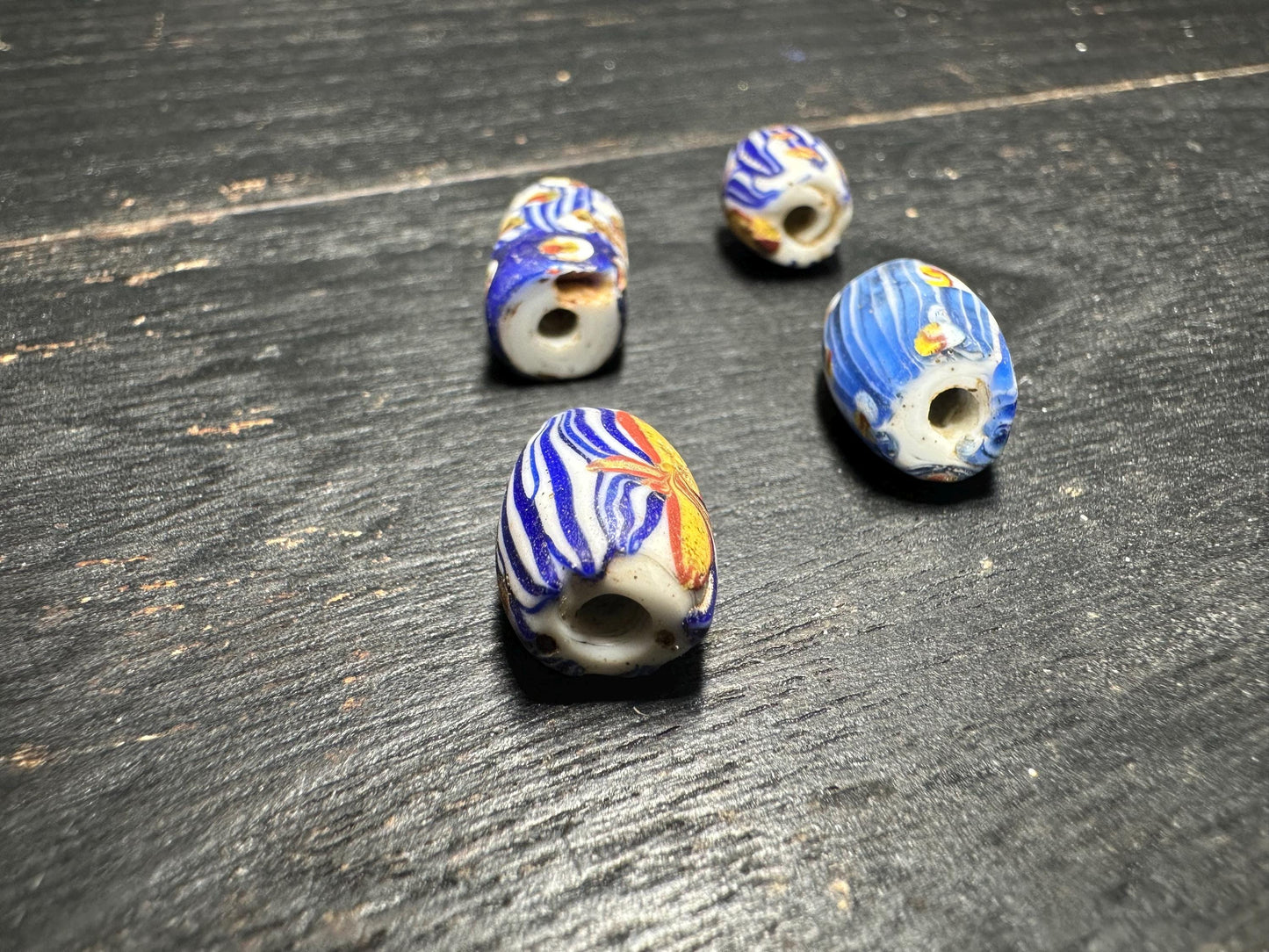 4 Pics Rare African Trade Beads  Antique Venetian Millefiori Beads for Unique Jewelry